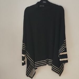 12 Pm By Mon Ami Black and Cream Poncho Style Sweater